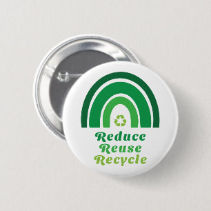 Green Rainbow Environmental Reduce Reuse Recycle Button