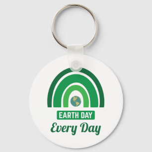Green Rainbow Environmentalism Earth Day Every Day Keychain