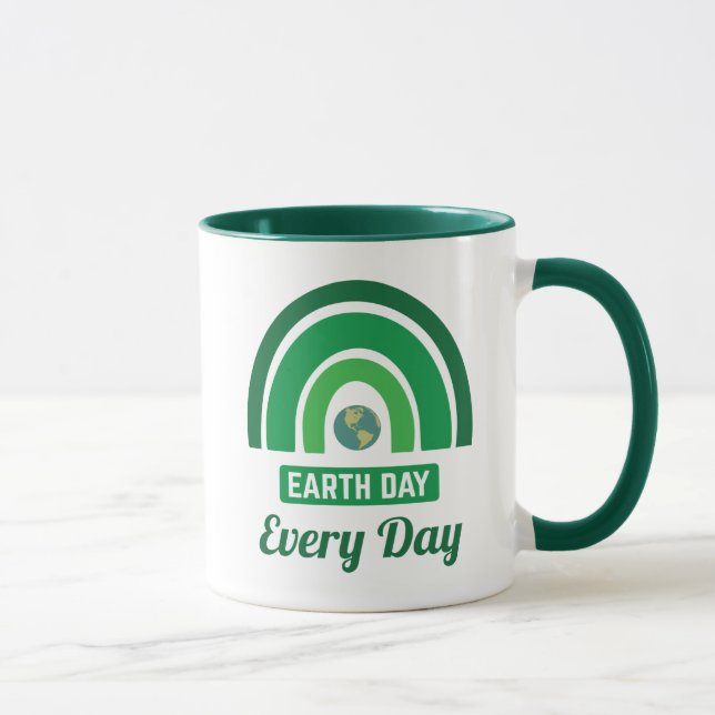Green Rainbow Environmentalism Earth Day Every Day Mug (Right)