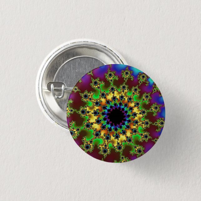 Green Rainbow Eye Pinback Button (Front & Back)