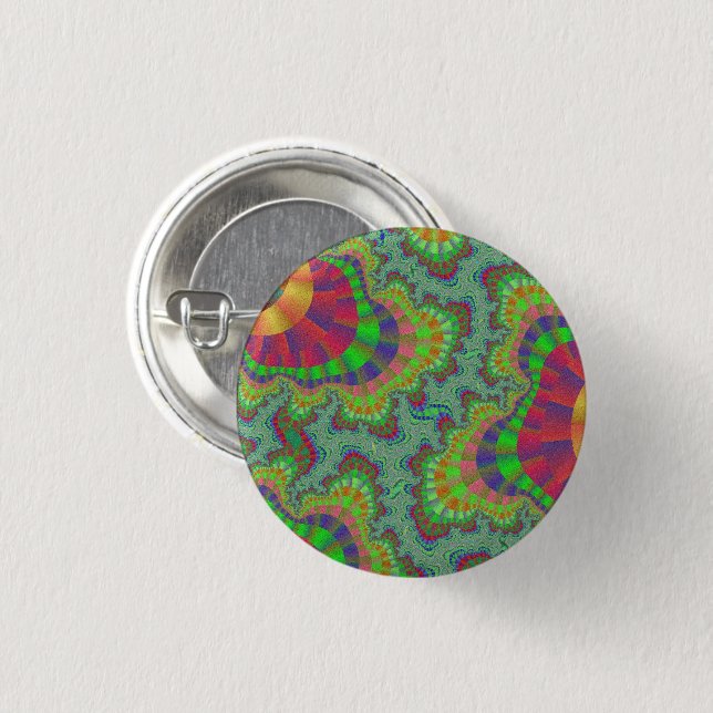 Green Rainbow Gear Pinback Button (Front & Back)