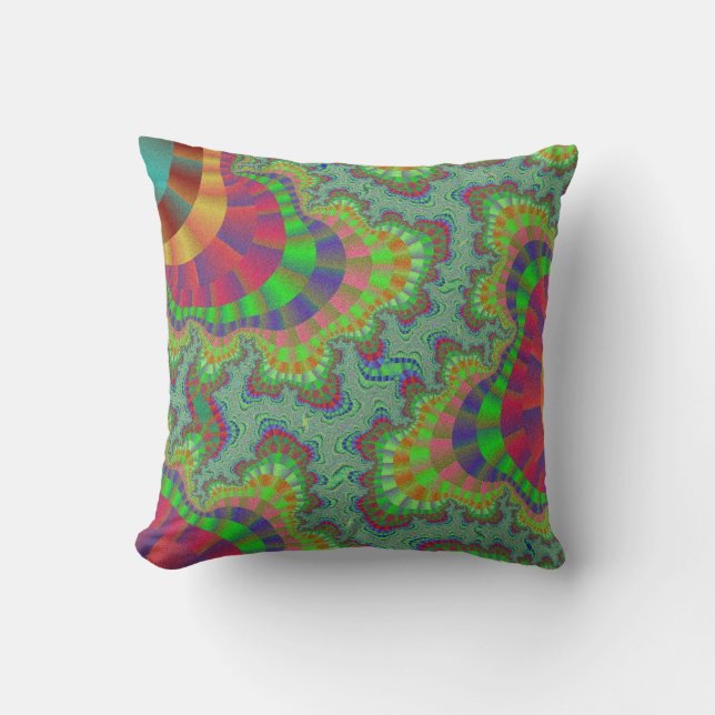 Green Rainbow Gear Throw Pillow (Front)