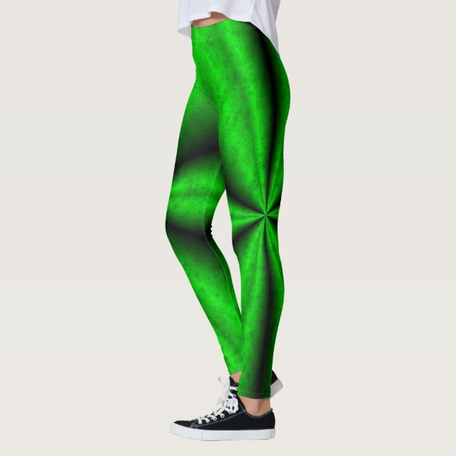 Green Rainbow in Elephant Skin Leather Optik Leggings (Left)
