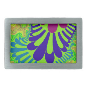 Green Rainbow Loop Rectangular Belt Buckle