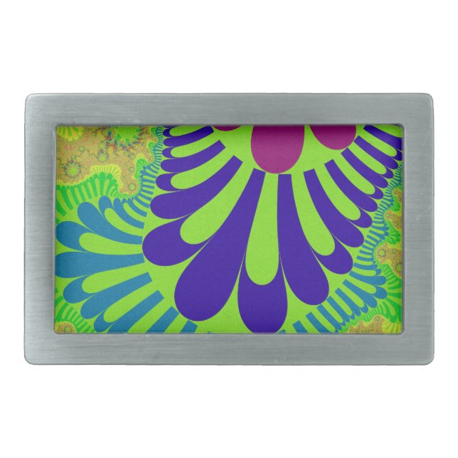 Green Rainbow Loop Rectangular Belt Buckle (Front)