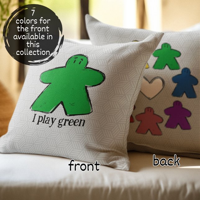 Green Rainbow Meeple Board Game Love  Throw Pillow (Creator Uploaded)