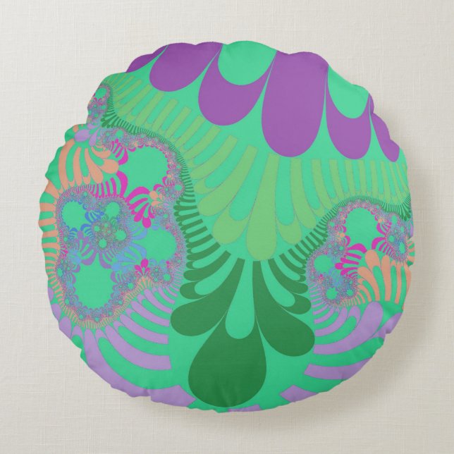 Green Rainbow Mod Round Pillow (Front)