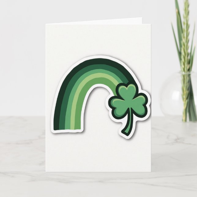 Green Rainbow Shamrock Luck Card (Front)
