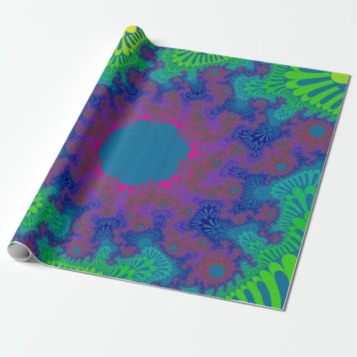 Green Rainbow Sunburst Wrapping Paper