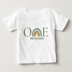 Green Rainbow Watercolor 1st Birthday Baby T-Shirt