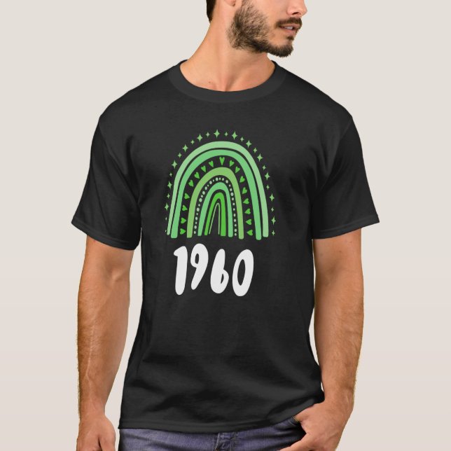 Green Rainbow Year Of Birth 1960 Birthday T-Shirt (Front)