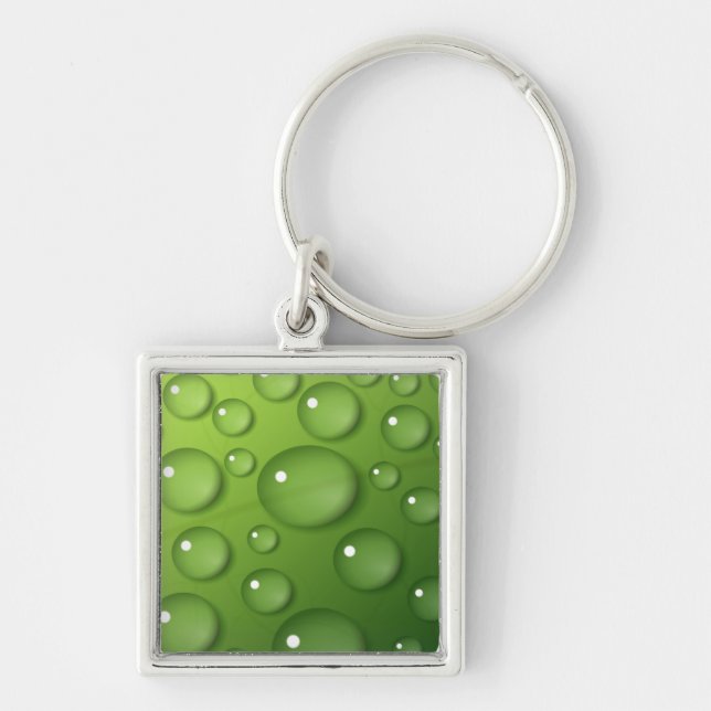 Green Raindrop Pattern Keychain (Front)
