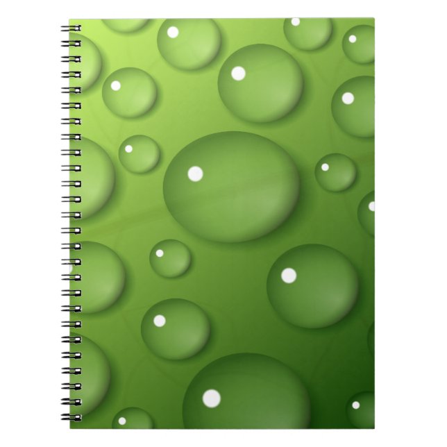 Green Raindrop Pattern Notebook (Front)