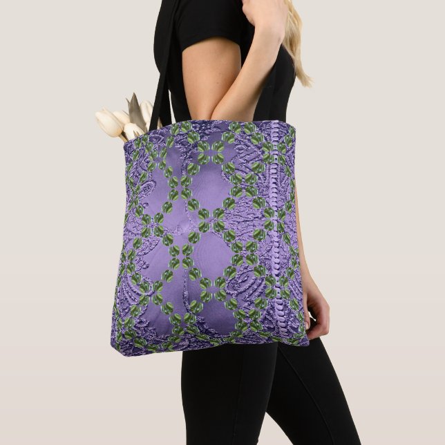 Green Raindrops  Tote Bag (Close Up)