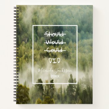 Green Rainy Forest Motivational Nature Name Notebook by Nordic_designs at Zazzle