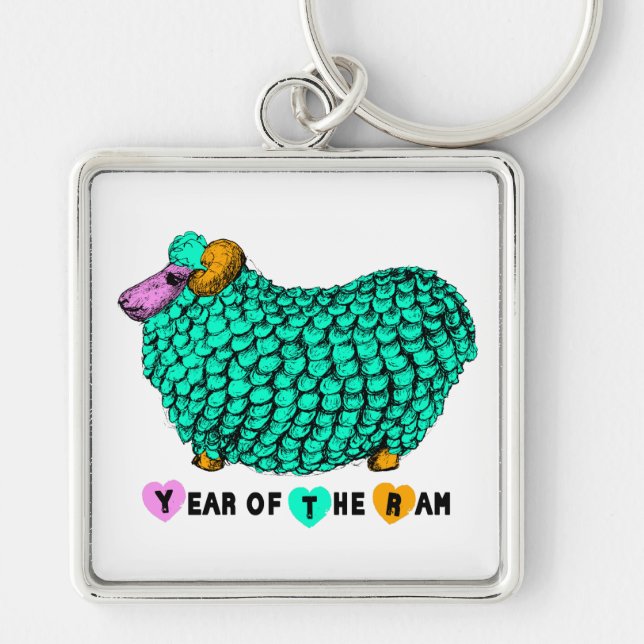 Green Ram Chinese New Year Zodiac Keychain (Front)