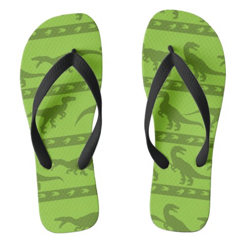 Green Raptor Pattern Flip Flops
