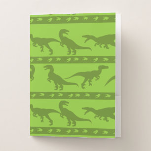 Green Raptor Pattern Pocket Folder