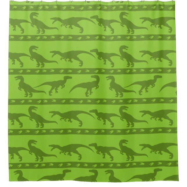 Green Raptor Pattern Shower Curtain (Front)