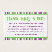 Green & Raspberry Stripes Baby Shower Book Request (Front)