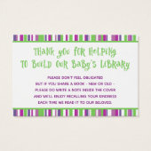 Green & Raspberry Stripes Baby Shower Book Request (Back)