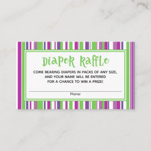 Green Raspberry Stripes Shower Diaper Raffle Cards