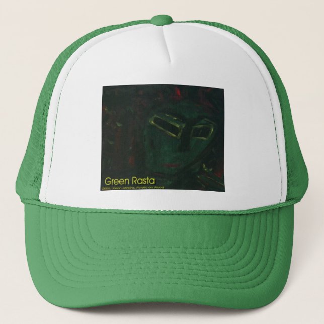green rasta trucker hat (Front)