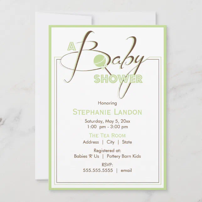 Green Rattle | Baby Shower Invitaton Invitation | Zazzle