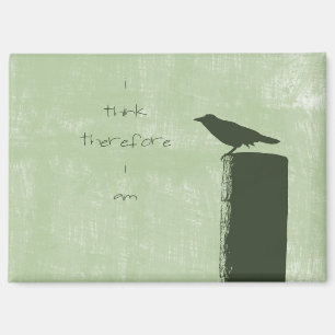 Green Raven Bird Think Quote Magnet