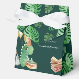 Green Rawr Dinosaur Storybook Balloon Baby Shower Favor Boxes