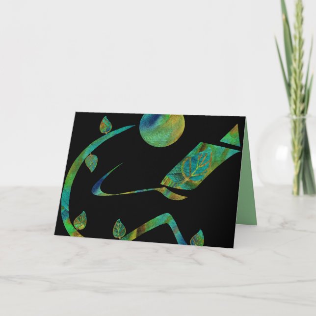 Green Reader Greeting Card (Front)