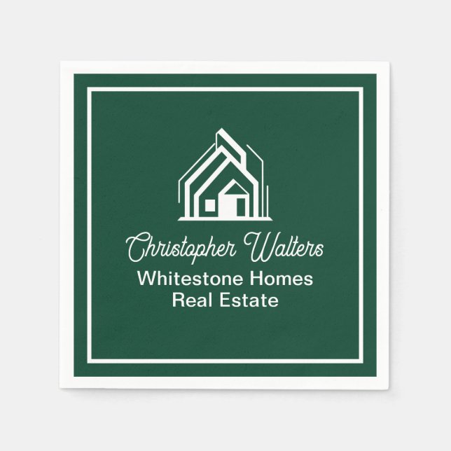 Green Real Estate Company Custom Realtor Party Napkins (Front)