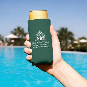 Green Real Estate Company Customized Realtor Seltzer Can Cooler