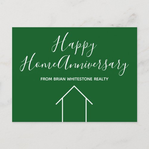 Green Real Estate Company Happy Home Anniversary Postcard