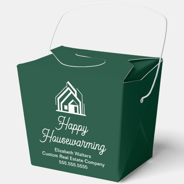 Green Real Estate Company Housewarming Fortune Favor Boxes (Front)