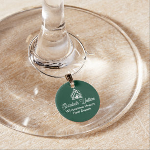 Green Real Estate Company Personalized Realtor Wine Charm