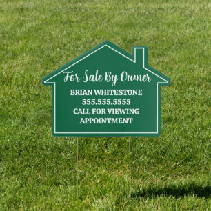 Green Real Estate For Sale By Owner House Yard Sign