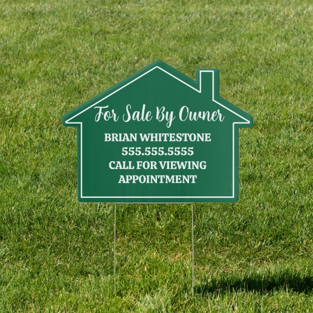 Green Real Estate For Sale By Owner House Yard Sign (Insitu)