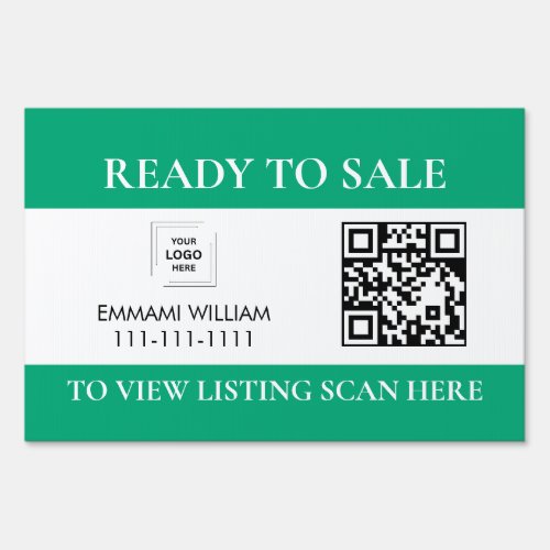 Green Real Estate For Sale Open House QR Code Sign
