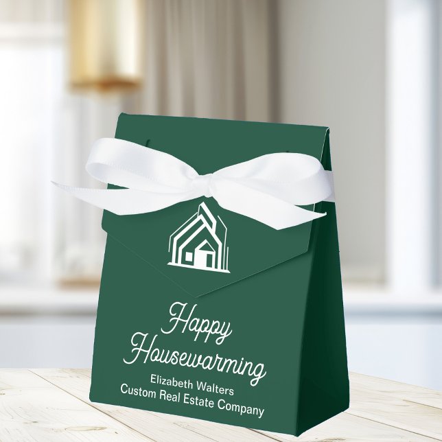 Green Real Estate Happy Housewarming Custom Favor Boxes (Creator Uploaded)
