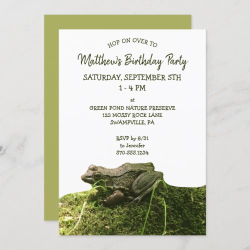 Green Realistic Frog Photo Custom Party Invitation