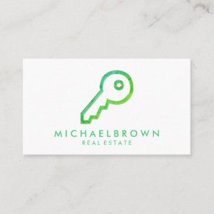 Green Realtor Rental House Key Business Card