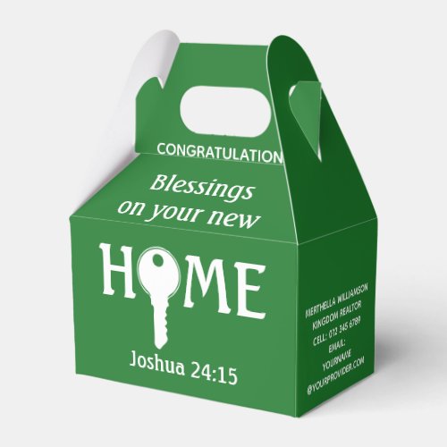 Green Realtor to Client NEW HOME Closing Gift Favor Boxes