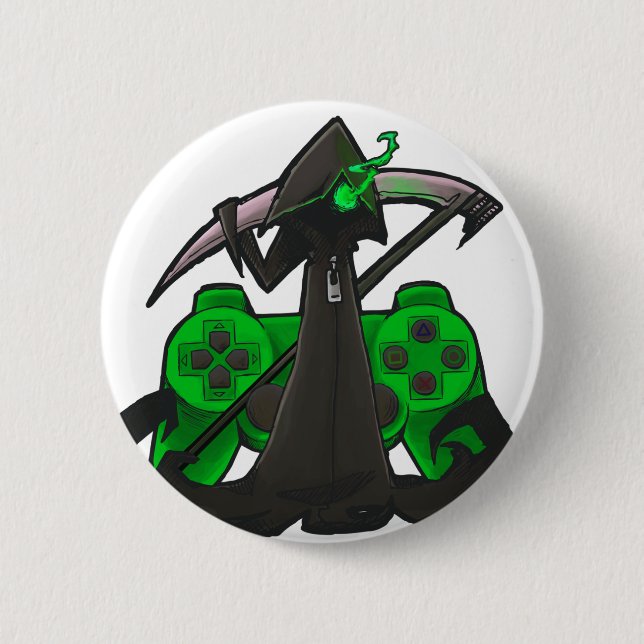 Green Reaper Badge Pinback Button (Front)