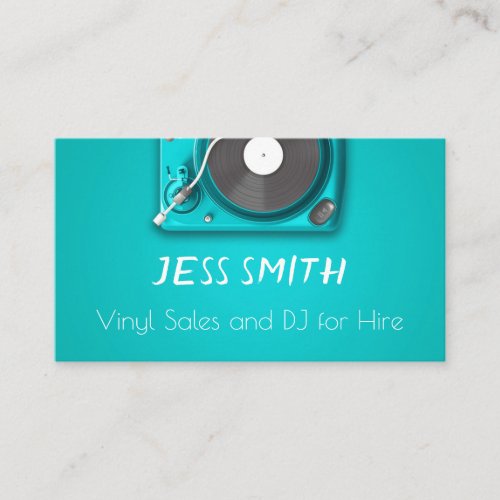 Green Record Player  Turntable Business Card