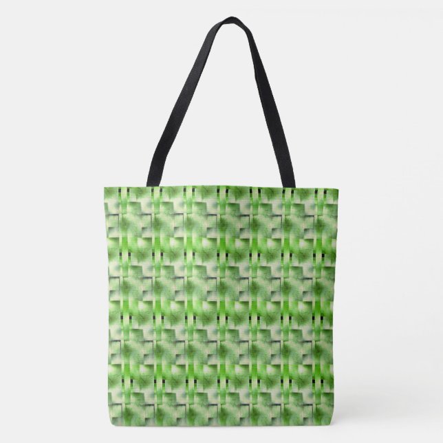 Green rectangles, shapes, spots gray and white. tote bag (Front)