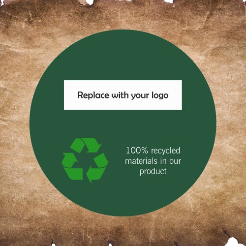 Green recyckling symbol product business logo classic round sticker