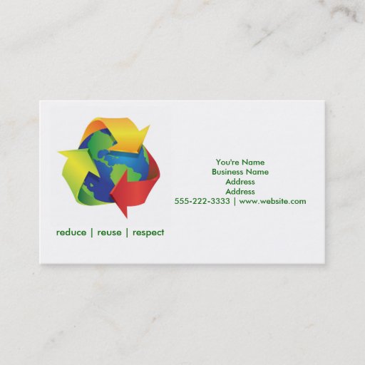 Customizable Green Recycle Earth Day Green Business Cards
