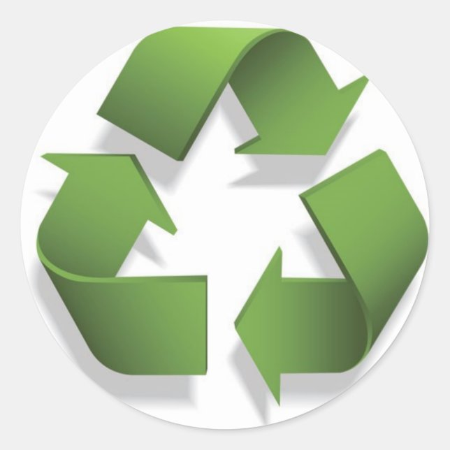 green recycle symbol classic round sticker (Front)