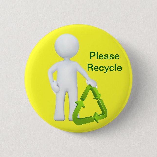 Green Recycle Symbol & Man Button (Front)